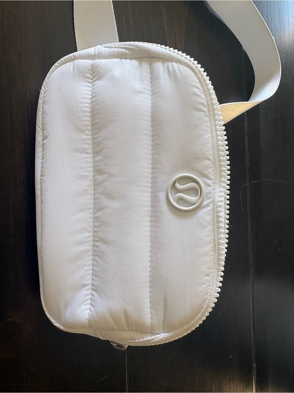 lululemon White Quilted Small Zip Pouch with Mesh Organizer